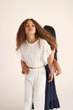 Cozmo Floral Gauze Crop Top ~ Ivory Blue