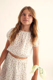 Cozmo Organic Floral Gauze Top ~ Ivory