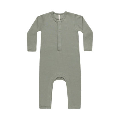 Quincy Mae Ribbed Baby Jumpsuit ~ Basil