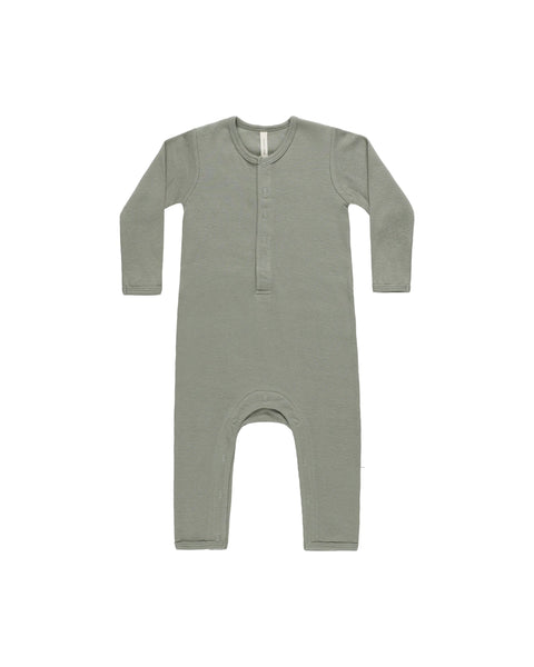 Quincy Mae Ribbed Baby Jumpsuit ~ Basil