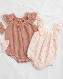 Quincy Mae Lenore Romper ~ Red Gingham
