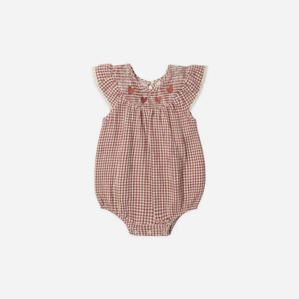 Quincy Mae Lenore Romper ~ Red Gingham