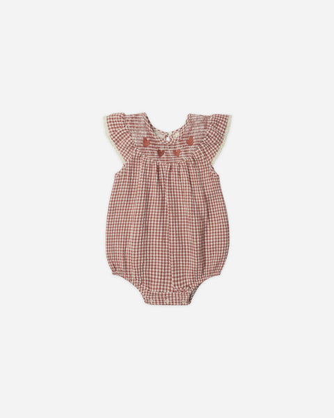 Quincy Mae Lenore Romper ~ Red Gingham