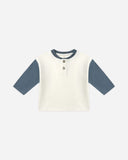 Quincy Mae Long Sleeve Henley Tee ~ Ocean