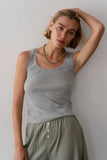 Donni The Vintage Rib Lace Tank ~ Heather Grey