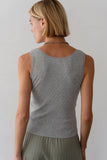 Donni The Vintage Rib Lace Tank ~ Heather Grey