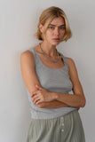 Donni The Vintage Rib Lace Tank ~ Heather Grey