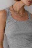 Donni The Vintage Rib Lace Tank ~ Heather Grey