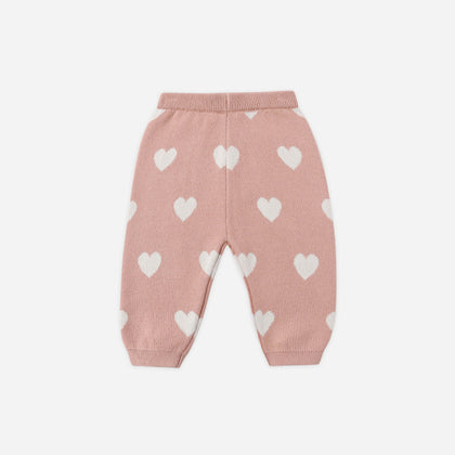 Quincy Mae Heart Knit Pants ~ Pink