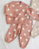 Quincy Mae Heart Knit Pants ~ Pink