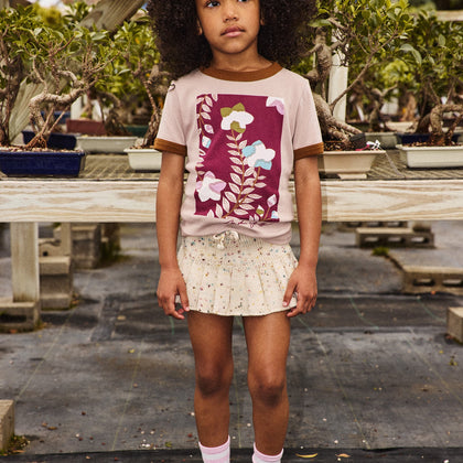 Misha & Puff Kikyo Flower Ringer Tee ~ Turtledove