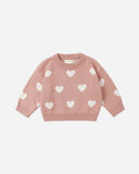 Quincy Mae Heart Knit Sweater ~ Pink
