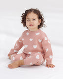 Quincy Mae Heart Knit Sweater ~ Pink
