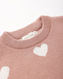 Quincy Mae Heart Knit Sweater ~ Pink
