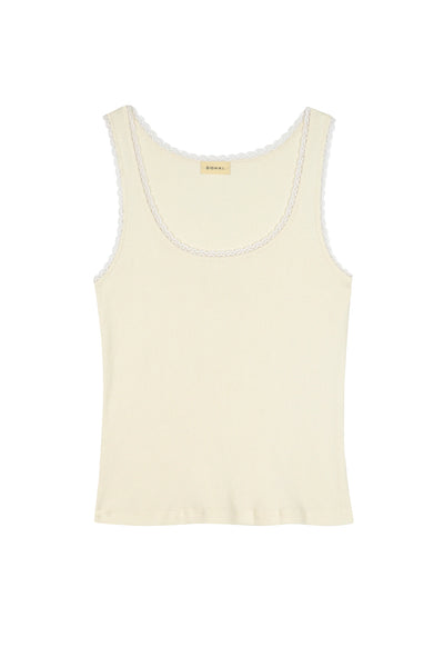 Donni The Vintage Rib Lace Tank ~ Creme