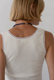 Donni The Vintage Rib Lace Tank ~ Creme