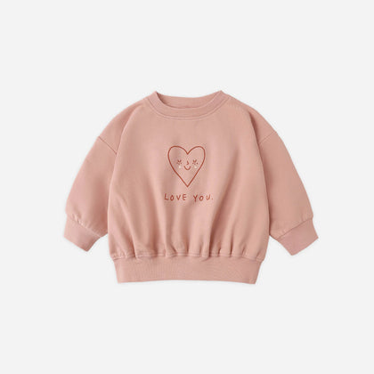Quincy Mae Relaxed Sweatshirt Love ~ Pink