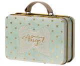 Maileg Little Sister Angel Mouse in Suitcase