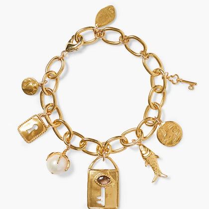 Chan Luu Lock and Key Charm Bracelet Gold