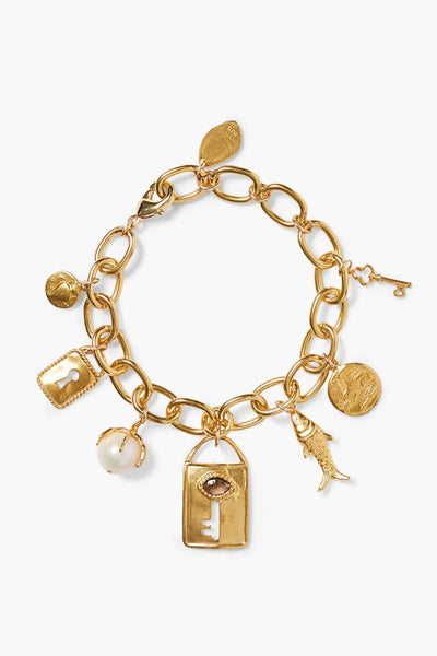 Chan Luu Lock and Key Charm Bracelet Gold