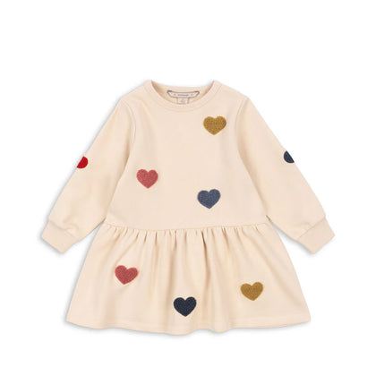 Konges Voila Lou Terry Sweat Dress ~ Multi Heart