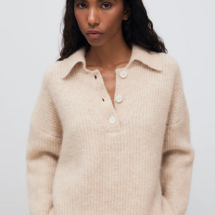 New Society Mimi Woman Knit Polo ~ Moonlight White