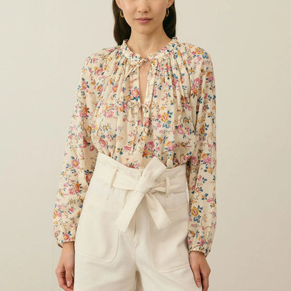 Louise Misha Women's Nicolina Blouse ~ Cream Retro Garden