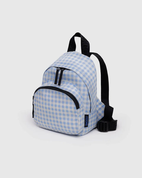 Baggu Mini Nylon Backpack ~ Light Blue Gingham
