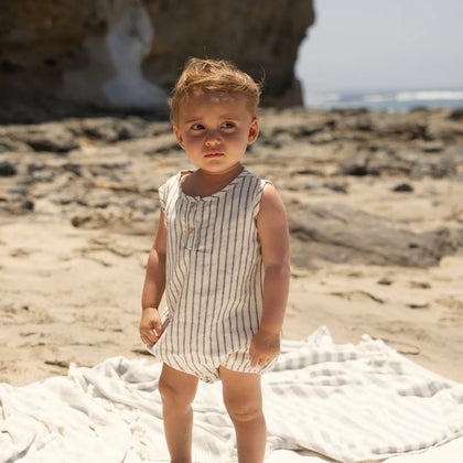 Go Gently Nation Woven Tank Onesie ~ Fennel Stripe