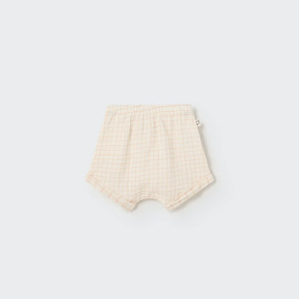 Cozmo Organic Plaid Gauze Baby Shorts ~ Coffee
