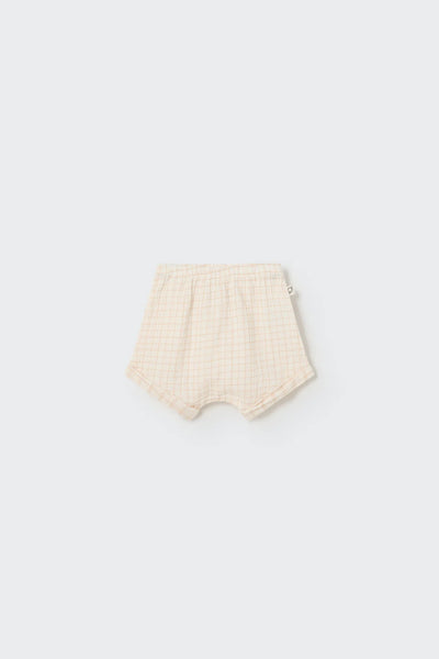 Cozmo Organic Plaid Gauze Baby Shorts ~ Coffee