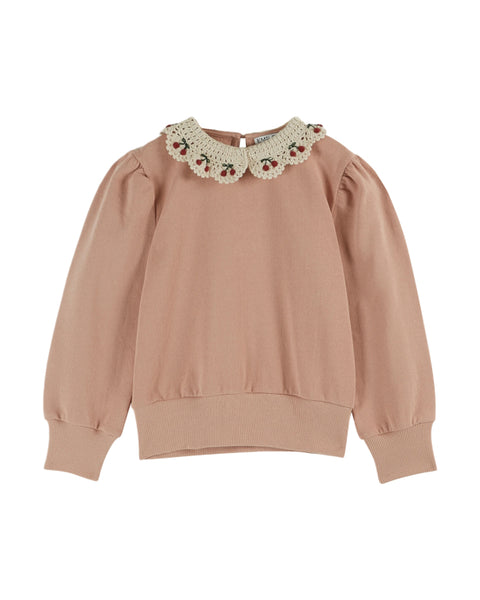 Emile at Ida Sweeatshirt ~ Crochet Collar in Blush