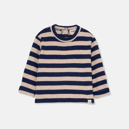 Cozmo Wide Stripe Baby Pau Sweater~ Beige Navy