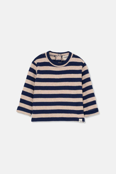 Cozmo Wide Stripe Baby Pau Sweater~ Beige Navy