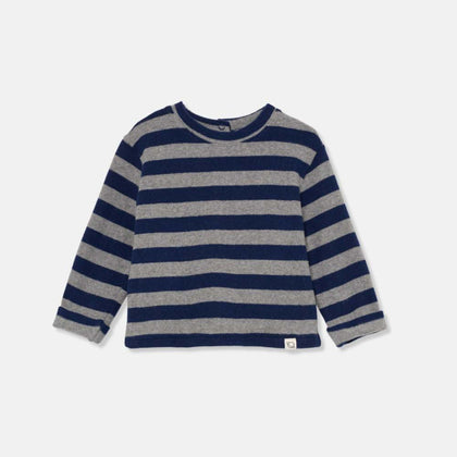 Cozmo Wide Stripe Baby Pau Sweater~ Grey Navy