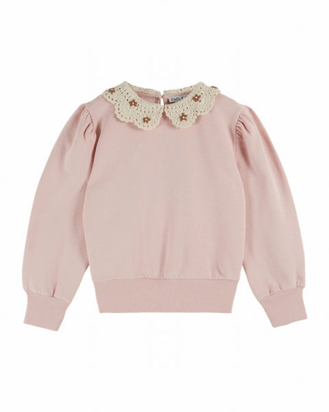 Emile at Ida Sweatshirt Crochet Collar ~ Peony