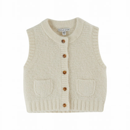 Emile at Ida Sleeveless Cardigan ~ Ecru