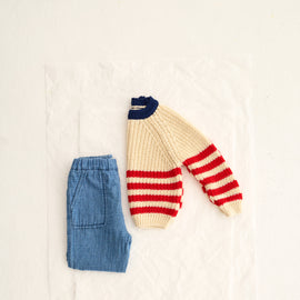 Cozmo Reed Baby Sweater ~ Ivory Tomato