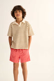 Cozmo Drake Striped Cotton Polo ~ Sand