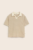 Cozmo Drake Striped Cotton Polo ~ Sand