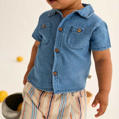 Cozmo Forest Chambray Denim Baby Shirt