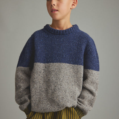 Cozmo Tigris Navy Tweed Knit Sweater