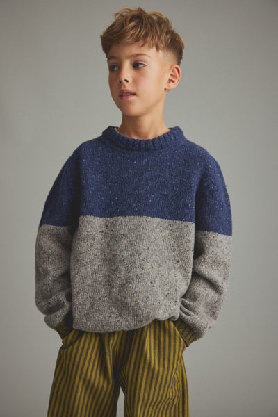 Cozmo Tigris Navy Tweed Knit Sweater