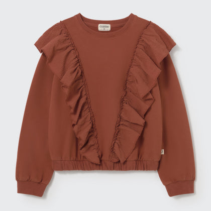 Cozmo Bianca Ruffled Sweatshirt ~ Ginger