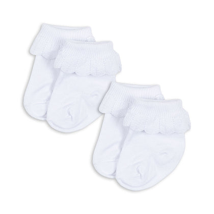 Konges 2 Pack Rib Frill Socks ~ Optic White