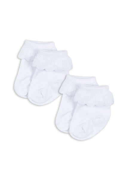 Konges 2 Pack Rib Frill Socks ~ Optic White