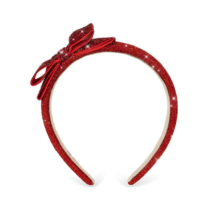 Konges Velvet Bow Headband ~ Red Glitter