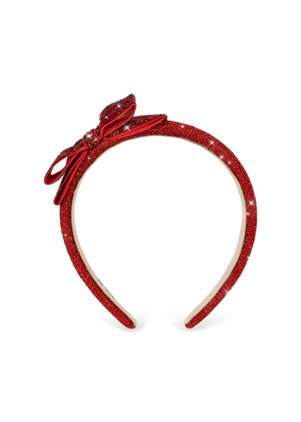 Konges Velvet Bow Headband ~ Red Glitter