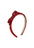 Konges Velvet Bow Headband ~ Red Glitter