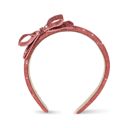 Konges Velvet Bow Headband ~ Rose Glitter